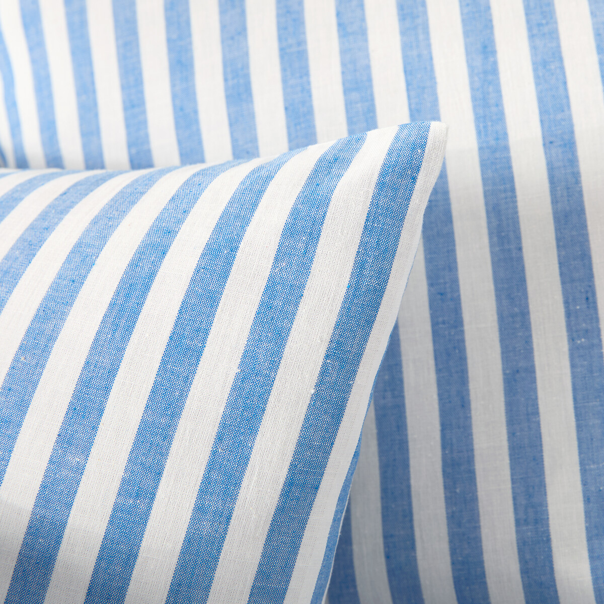 Kussensloop in katoen, Soizic blauw gestreept blauw, LA REDOUTE INTERIEURS