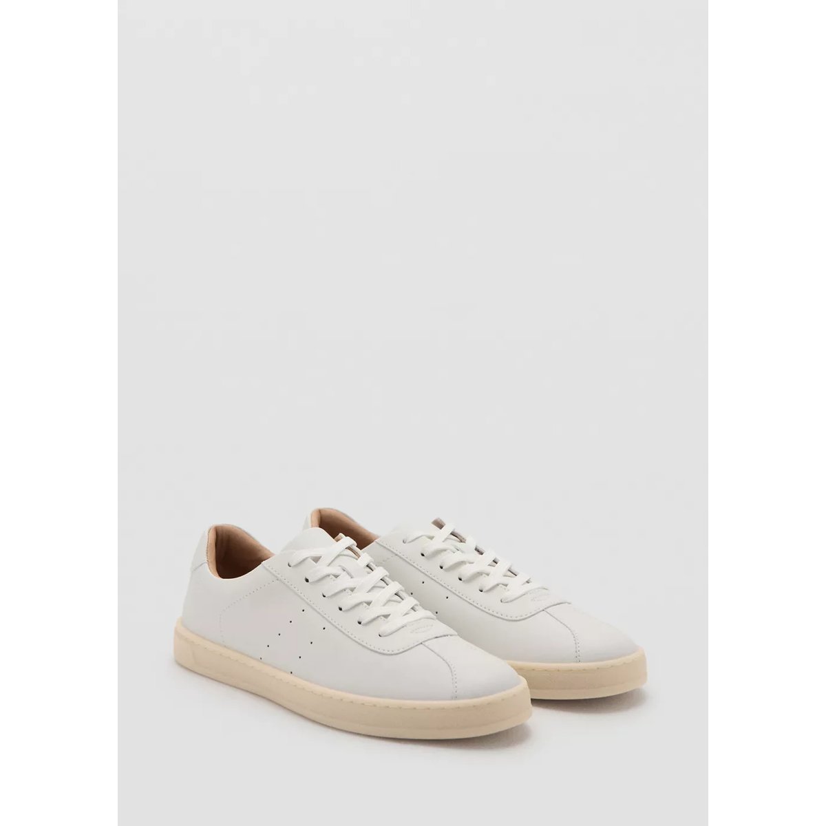 Tennis empiècements cuir blanc, MANGO MAN