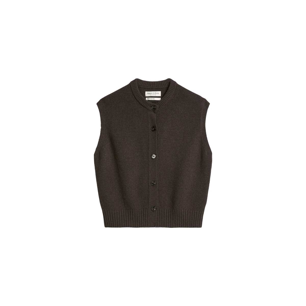 Cardigan sans manches, coupe classique en mélange de laine vierge douce marron, MARC O'POLO