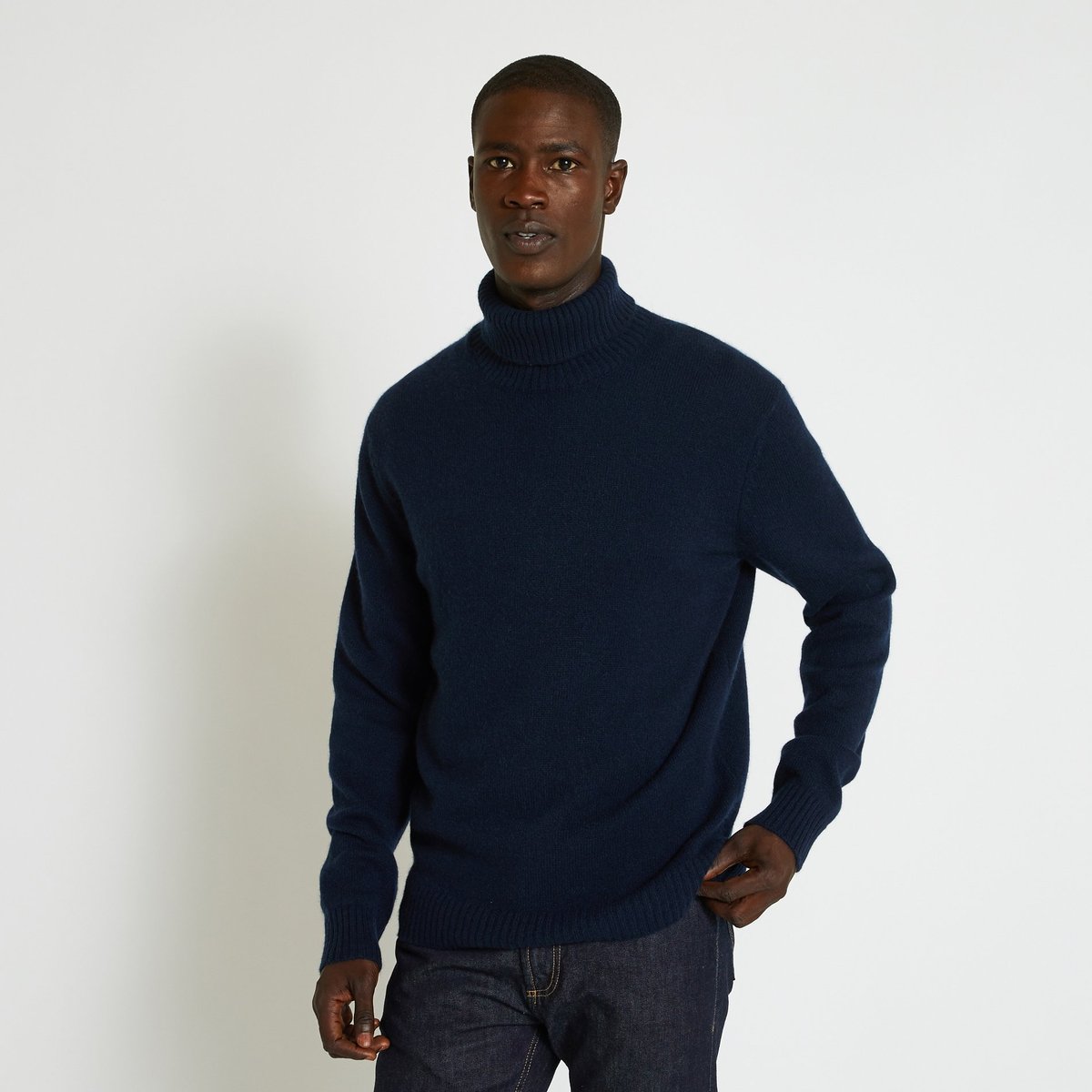 Pull Col Roulé En Cachemire Certifié Oekotex marine, MONOPRIX