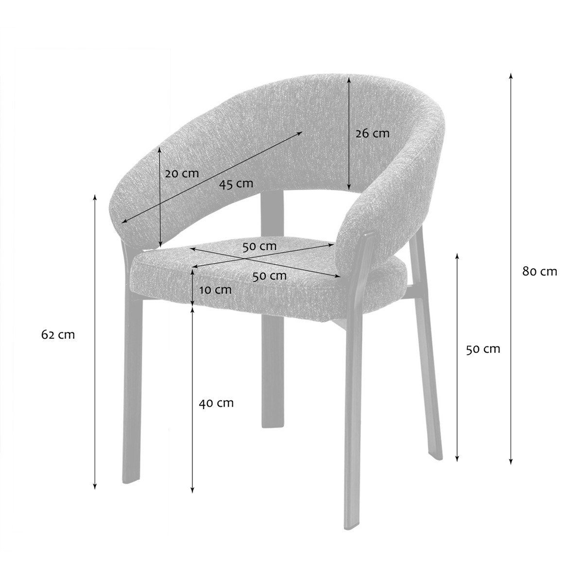 Lot de 2 chaises pieds métal effet noyer - LARA marron, CALICOSY