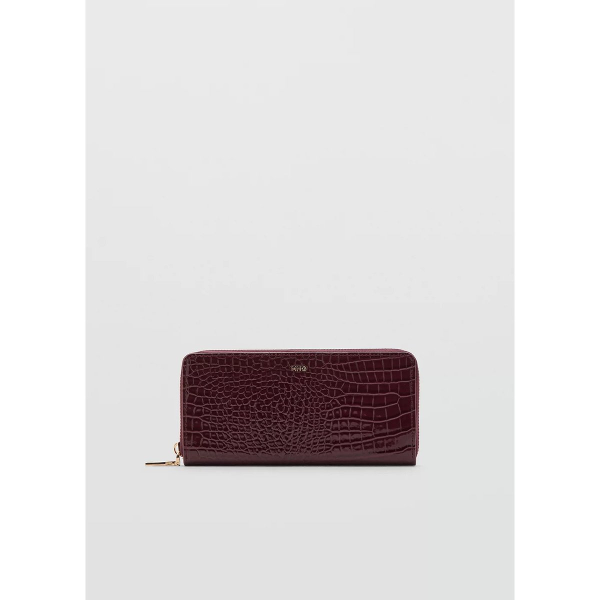 Grand portefeuille effet croco brillant bordeaux, MANGO
