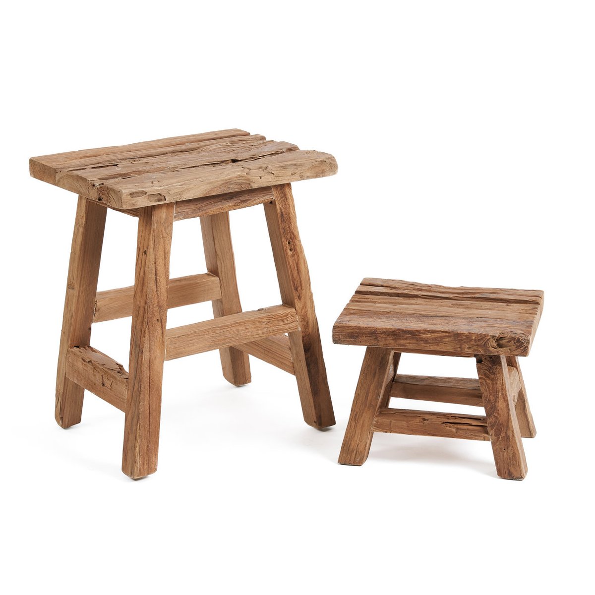 Tabouret en bois de teck récupéré YOKE beige, BAZAR BIZAR