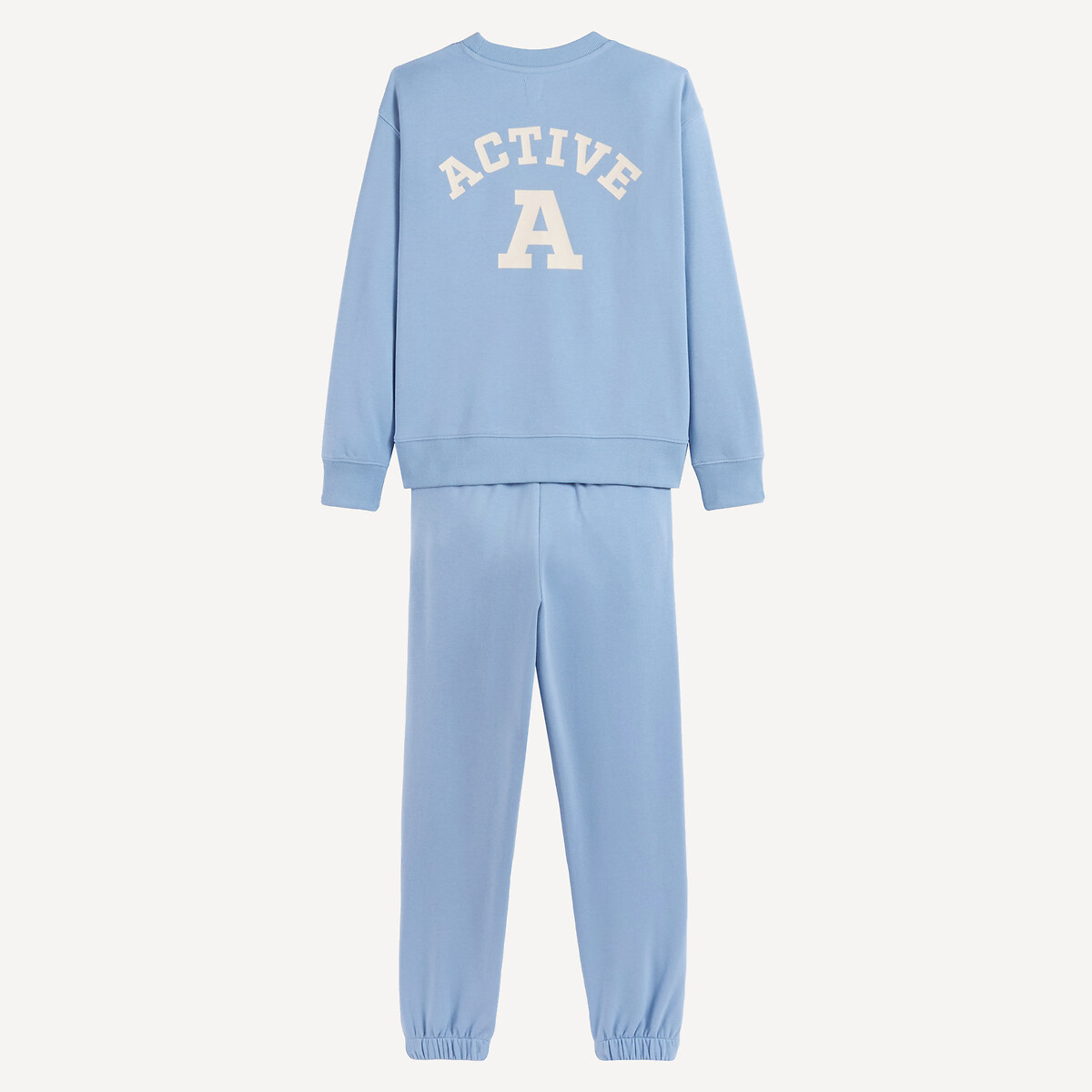 Ensemble 2 pièces en molleton, sweat col rond et pantalon de jogging bleu, LA REDOUTE COLLECTIONS