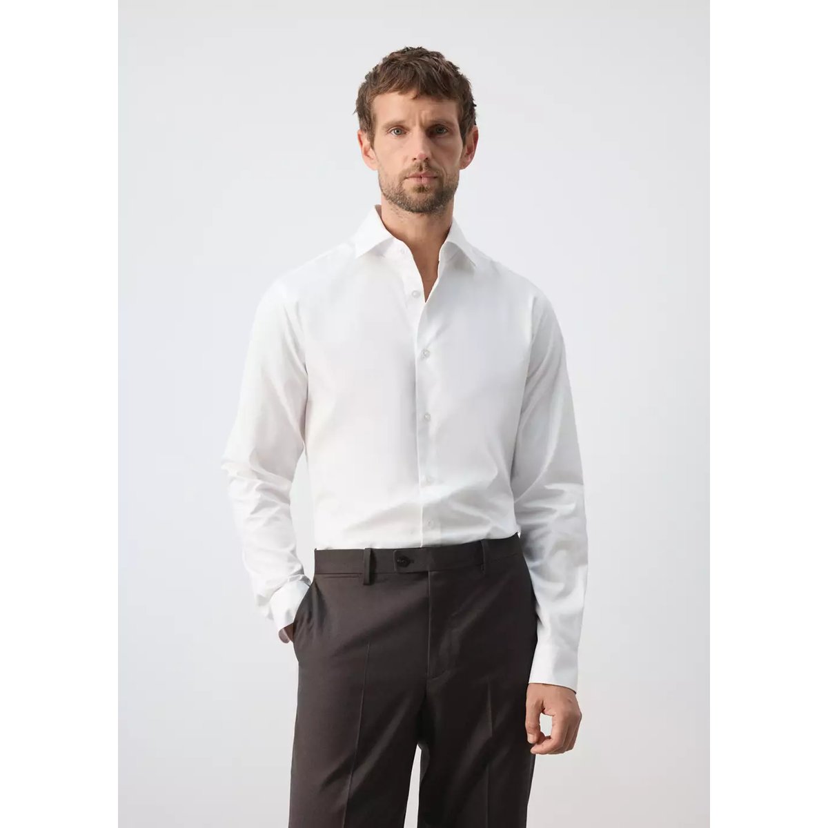 Chemise 100 % coton slim-fit blanc, MANGO MAN