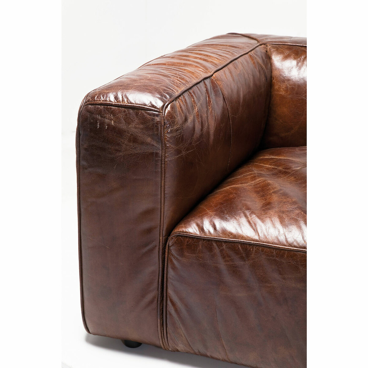 Canapé Cubetto 3-places 260cm cuir marron, KARE DESIGN