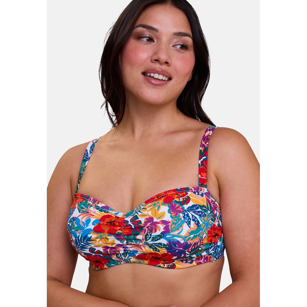 Haut de maillot de bain bandeau Curaçao imprimé tropical multicolore, SANS COMPLEXE