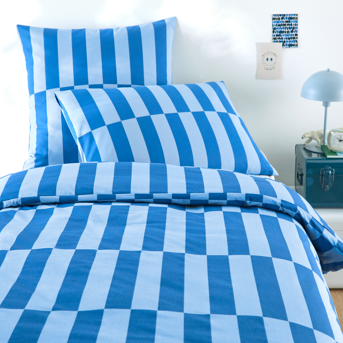 Housse de couette enfant en 50% coton recyclé, TABAKA BLEU bleu, LA REDOUTE INTERIEURS