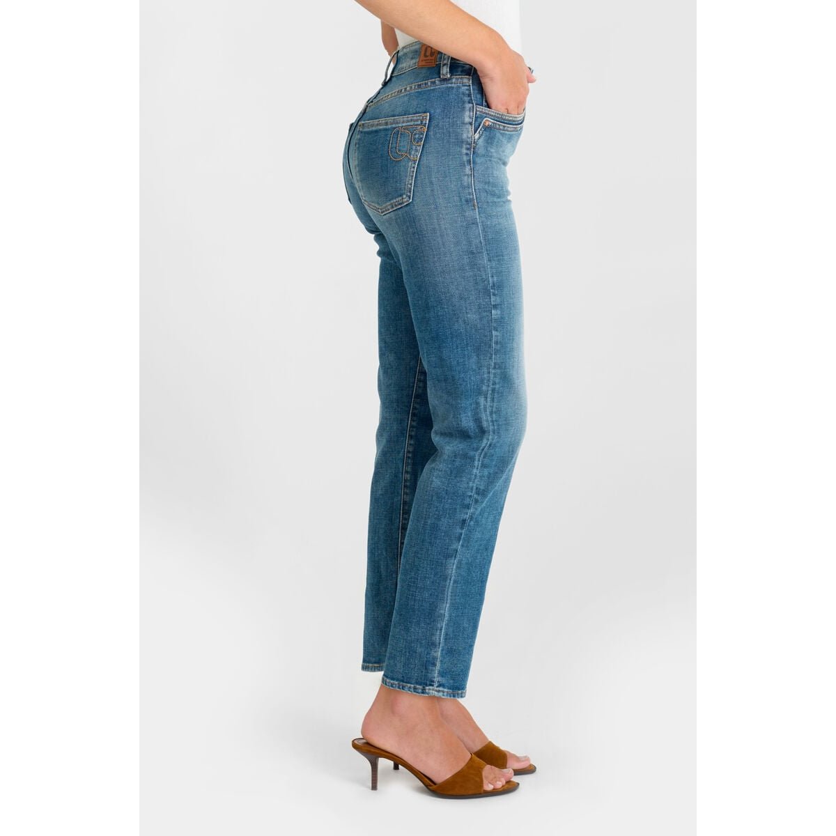 Jeans droite , longueur 34 blue, LE TEMPS DES CERISES