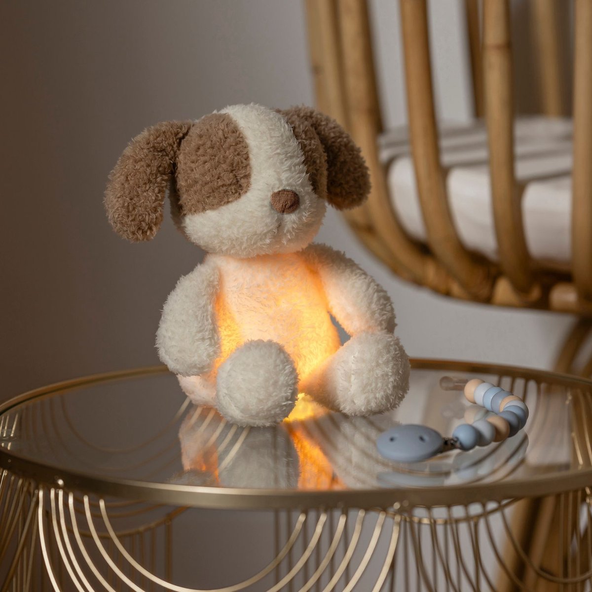 Peluche veilleuse ecru, marron, NATTOU