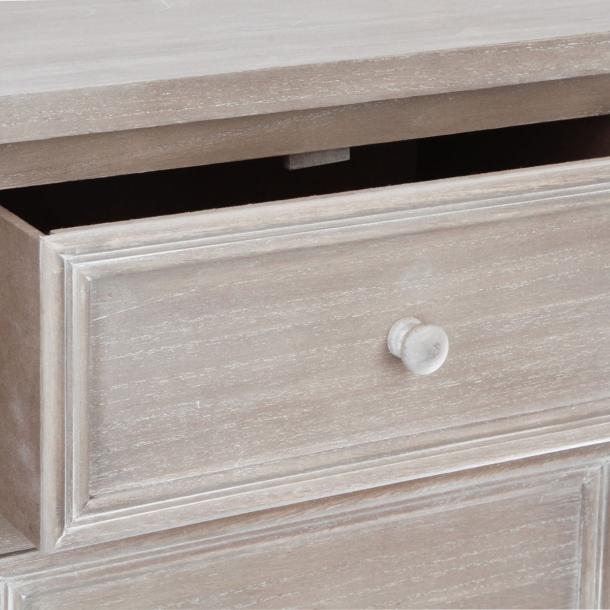 Chiffonnier 6 tiroirs en bois blanchi CHARME marron, ATMOSPHERA