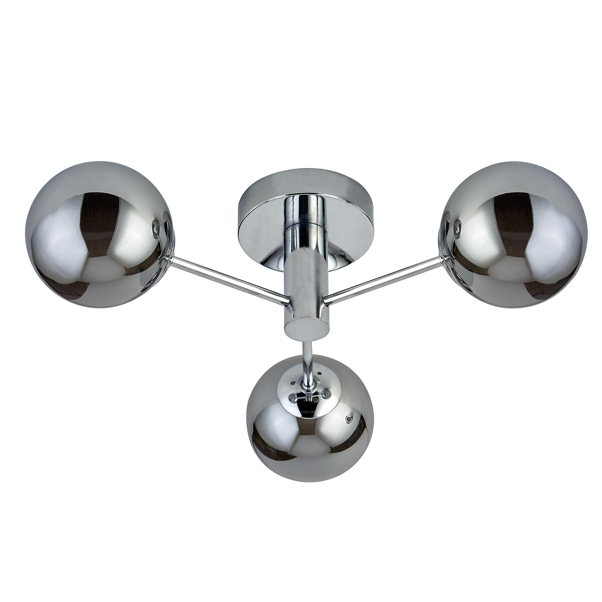 Nokha 3-Light Semi-Flush Smoked Glass Ceiling Light grey, SO'HOME