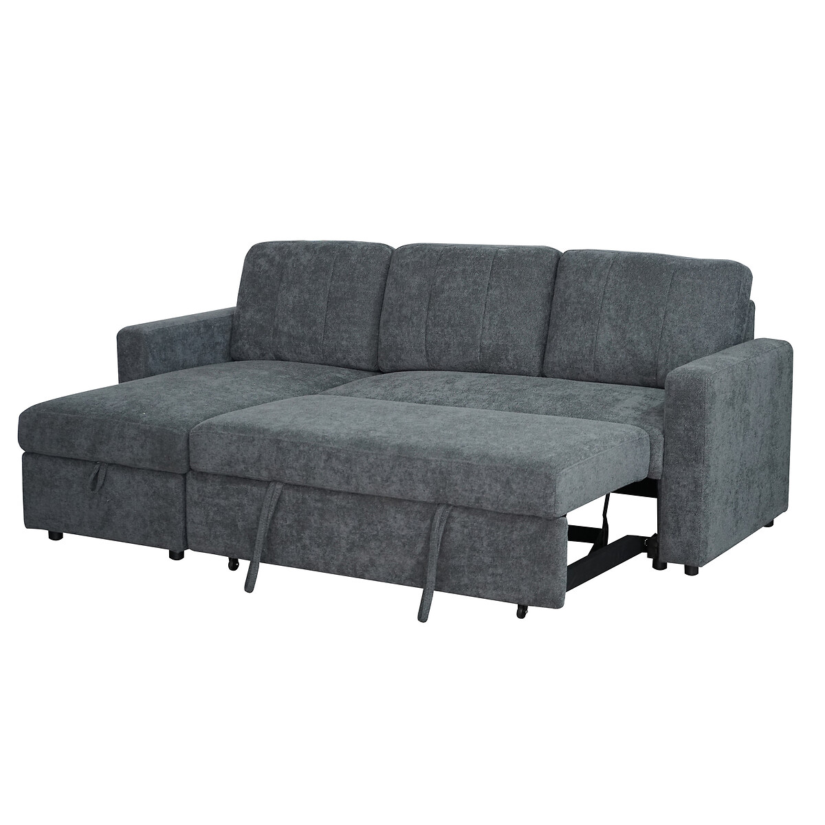 Nexis Soft Wool 3 Seater Corner Sofa Bed with Storage Chaise (Left Facing) charcoal, ASPIRE