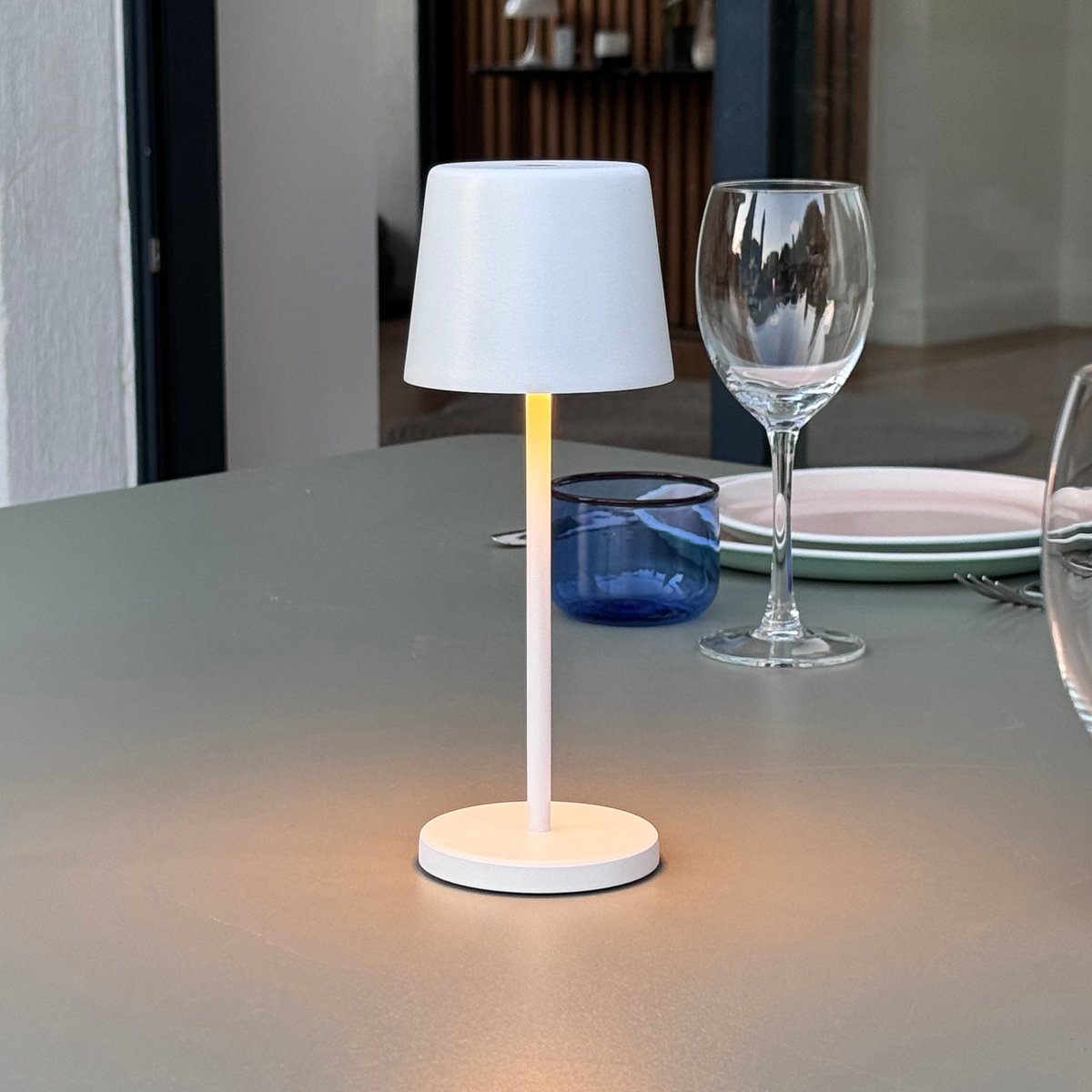 Lot de 6 Lampes de table avec socle 6x KELLY MINI blanc, LUMISKY