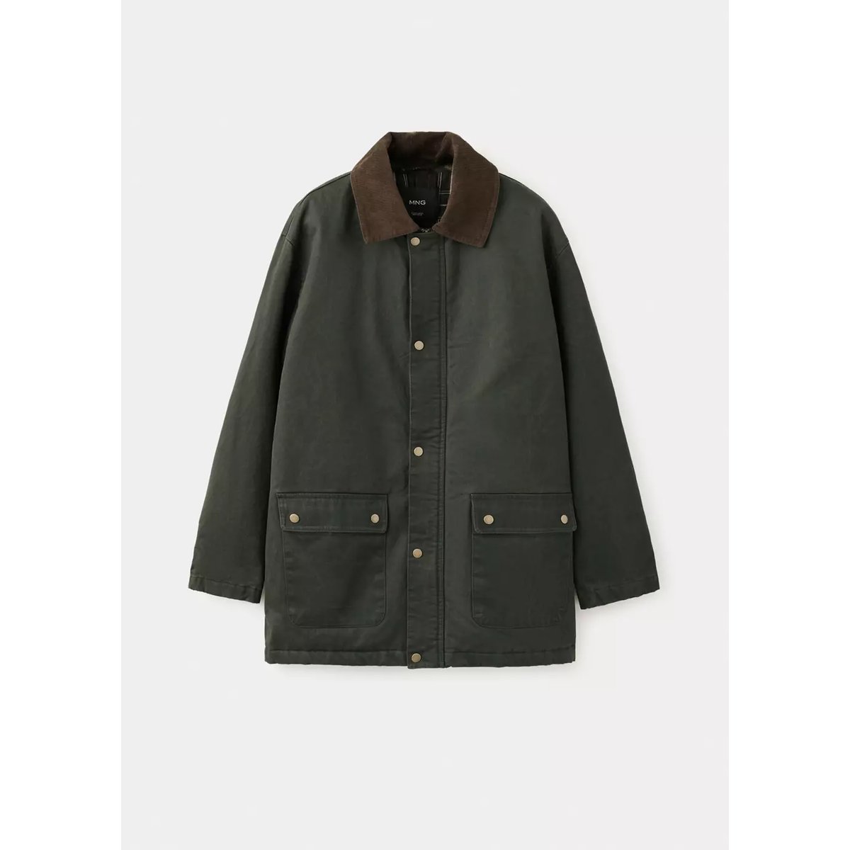Parka col contrasté kaki, MANGO TEEN