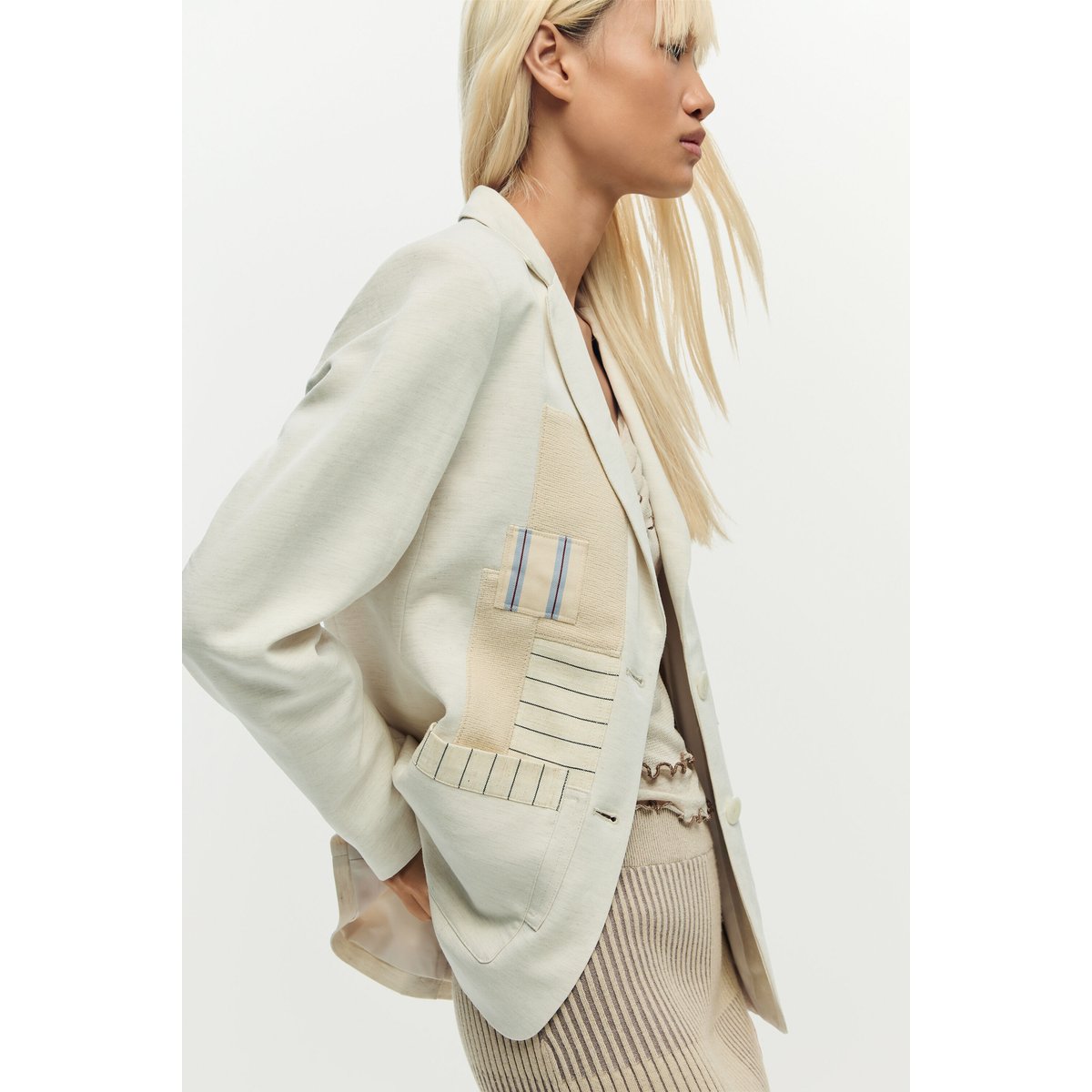 Veste patchwork blanche beige, DESIGUAL