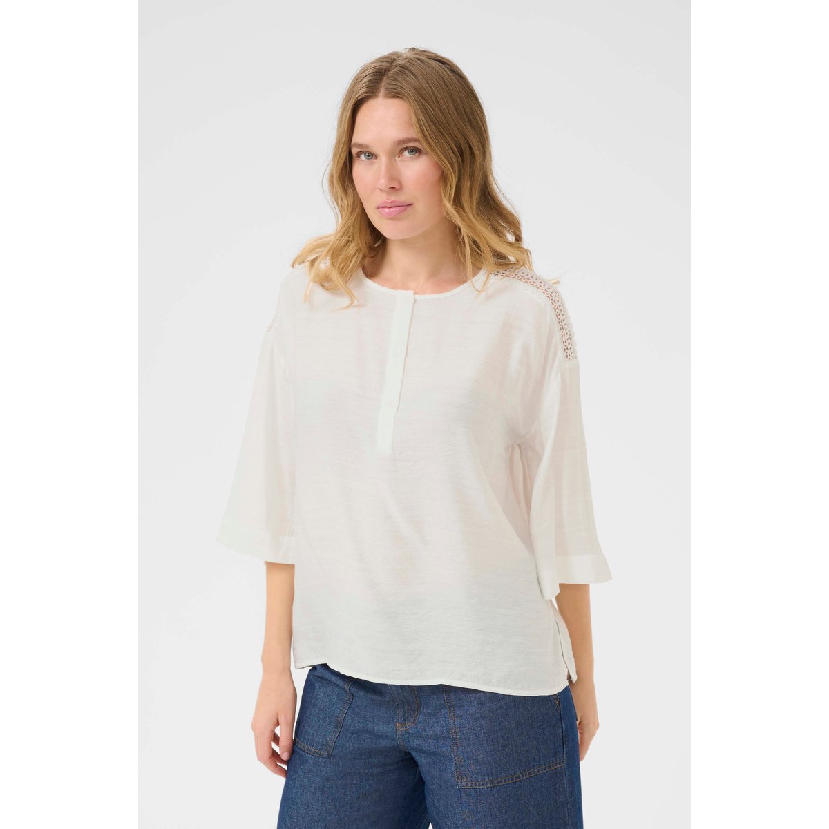 Blouse with long sleeve blanc chalk, KAFFE
