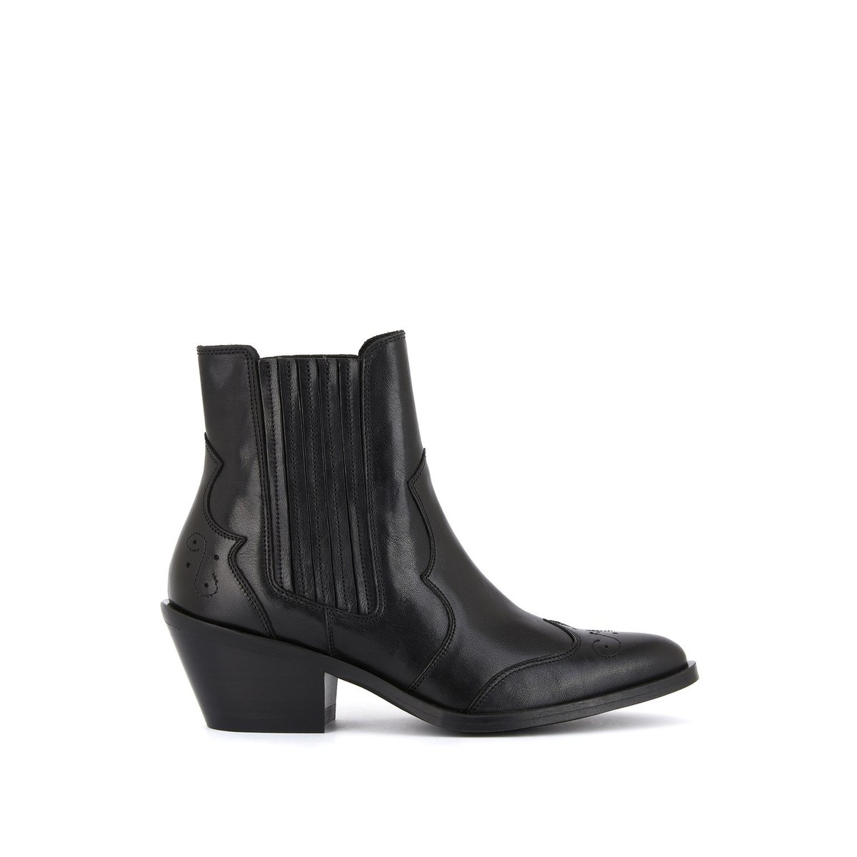 Boots À Talon en cuir CARRIE noir, MELLOW YELLOW