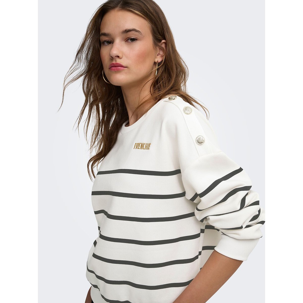 Breton Striped Jumper with Shoulder Buttons navy striped, ONLY