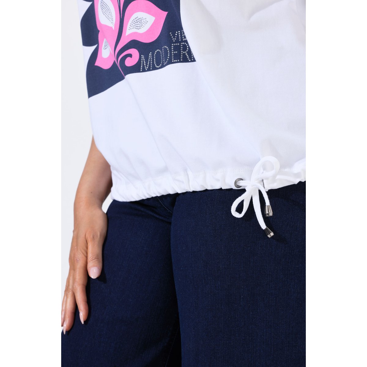 T-shirt à motif feuilles de palmier blanc cassé, ULLA POPKEN