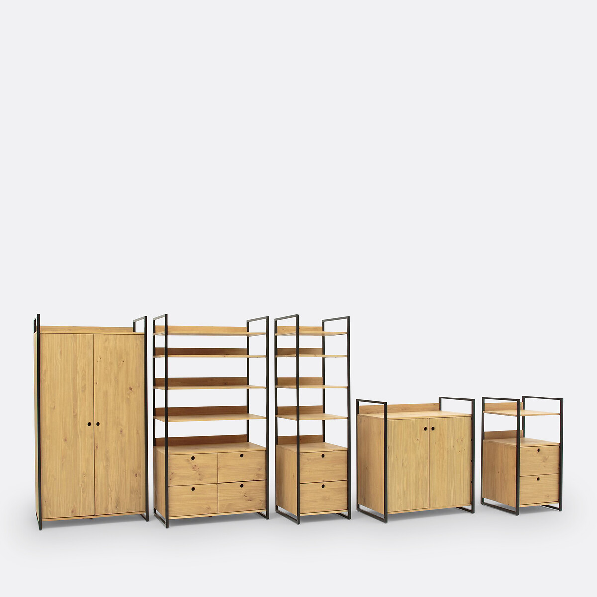 Module armoire 1 porte penderie 6 étagères HIBA bois/métal, LA REDOUTE INTERIEURS
