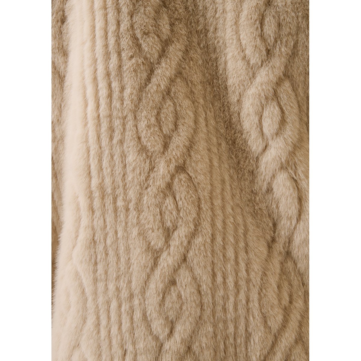 Manteau mi-long col rond en imitation fourrure ecru, LA FEE MARABOUTEE
