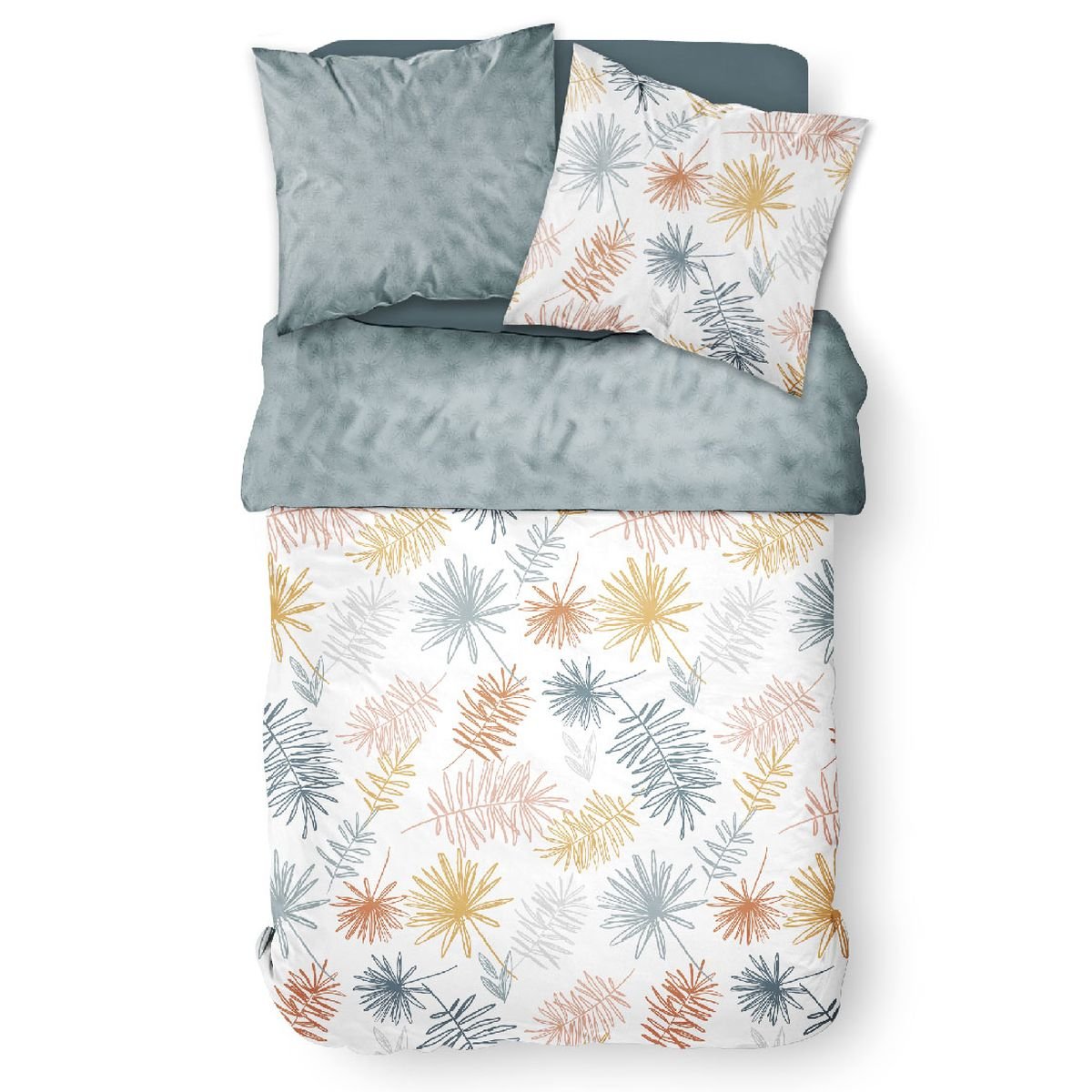 Parure de lit avec zip et imprimé Floral SUNSHINE EUGENE blanc, TODAY