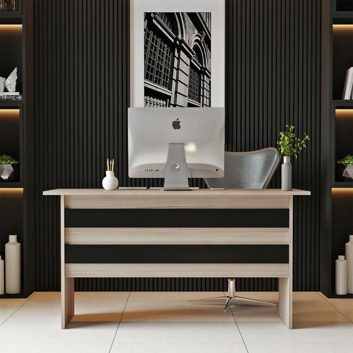 Bureau moderne 140 cm MARFA chêne, PIER IMPORT
