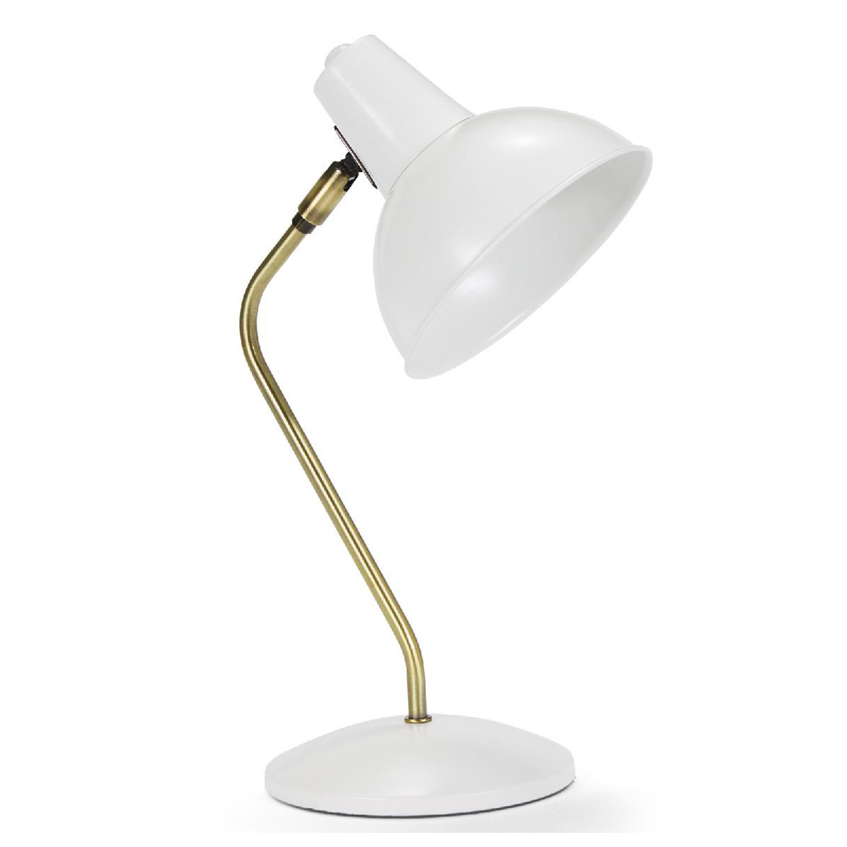 Lampe de bureau métal blanc et laiton doré - 20x15x38cm blanc, WADIGA