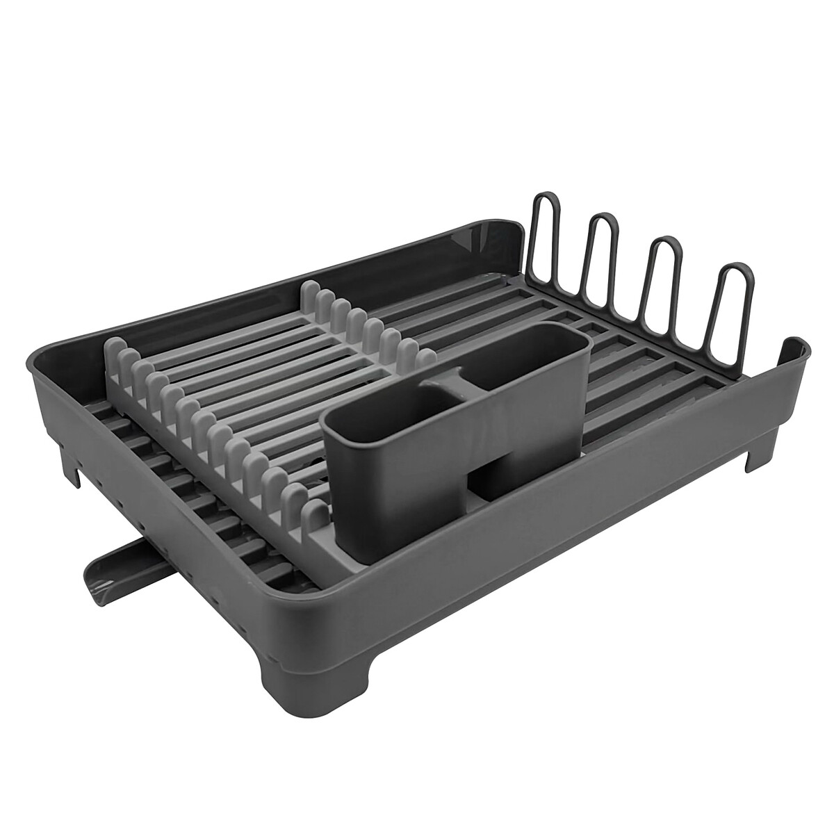 Dish Rack with Cutlery Holder and Draining Spout grey, TOWER