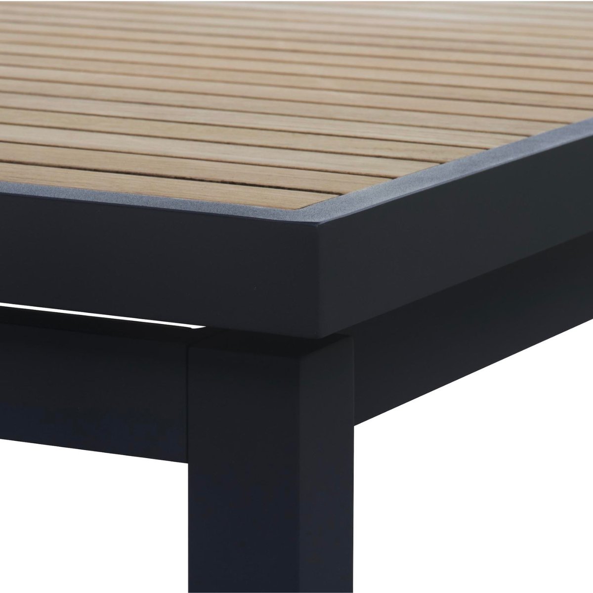 Table repas extensible en aluminium et teck, TORY gris anthracite, AU JARDIN DE CHLOÉ