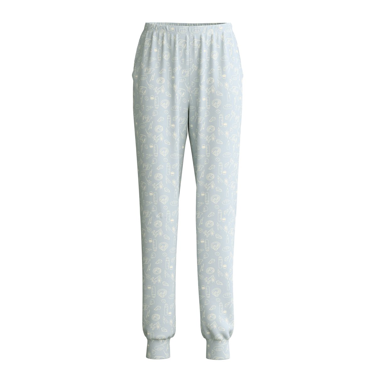 Pantalon de pyjama avec bords-côtes Coton ALPINE M&M pearl blue, CALIDA