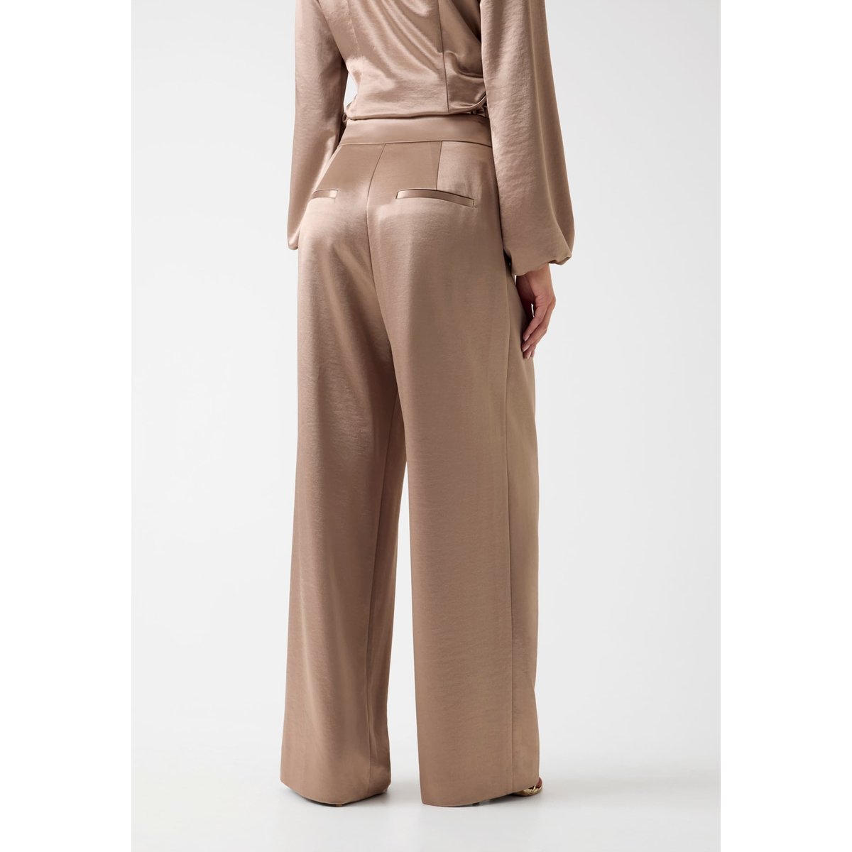 Pantalon Large En Satin beige, GUESS