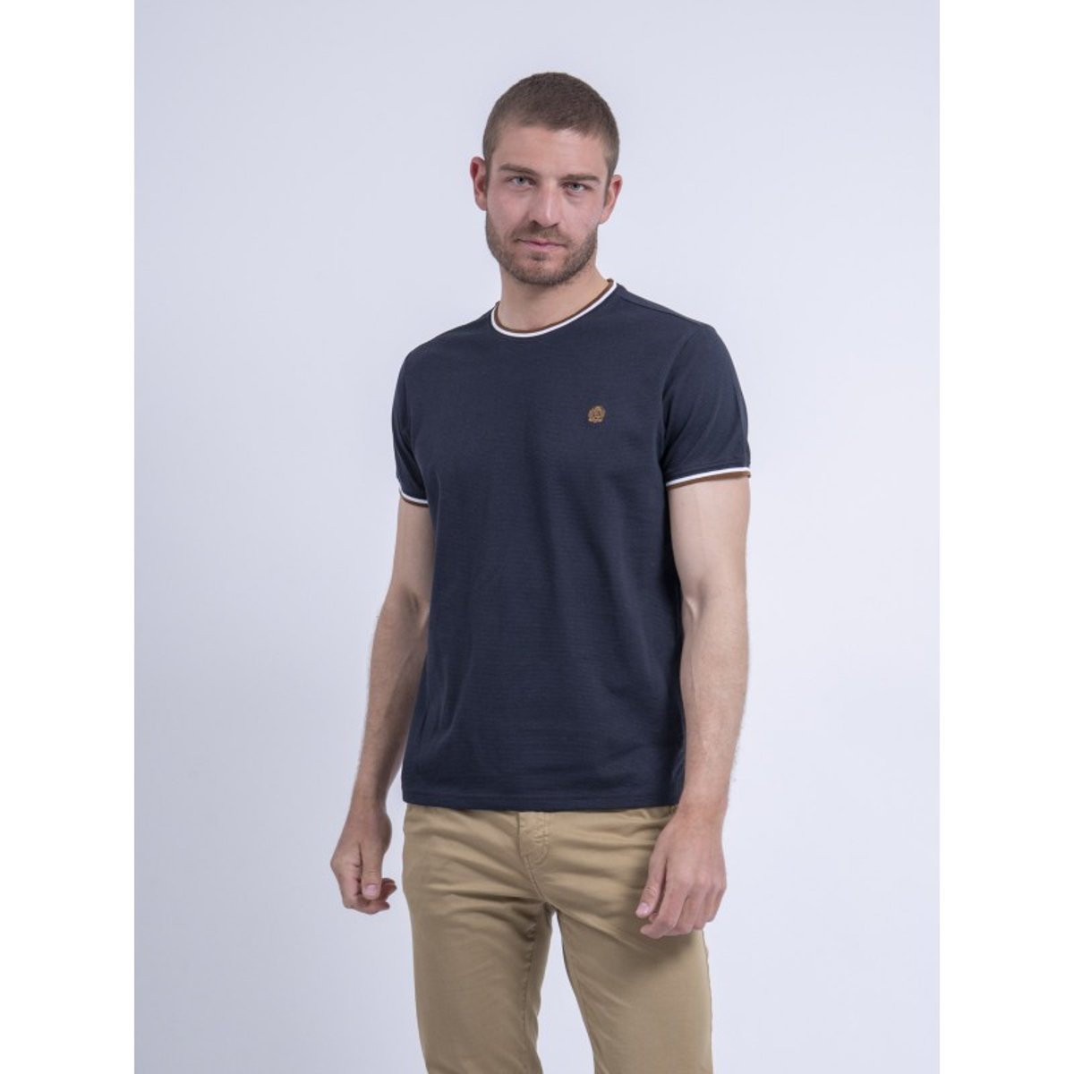 T-shirt Col Rond Pur Coton Nilotin bleu marine, RITCHIE