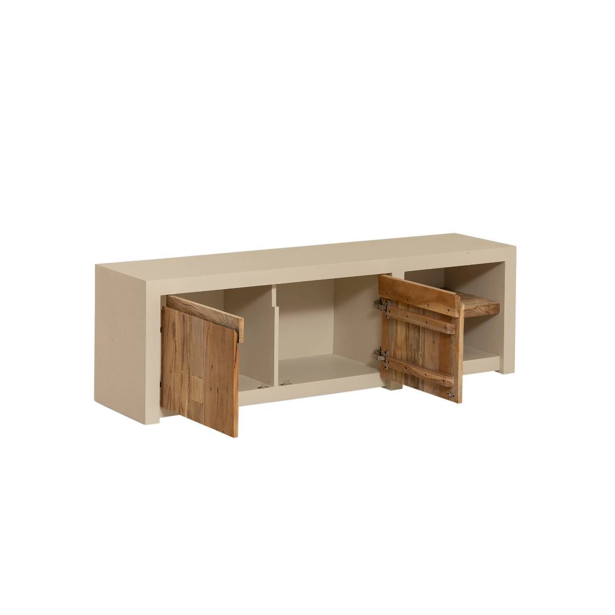 Meuble TV en bois effet béton DALVA bois clair, MADE IN MEUBLES