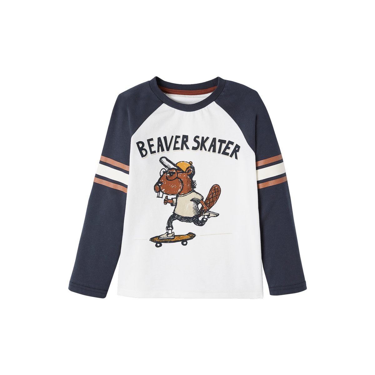 Pyjama castor avec bas en flanelle bleu fonce, VERTBAUDET