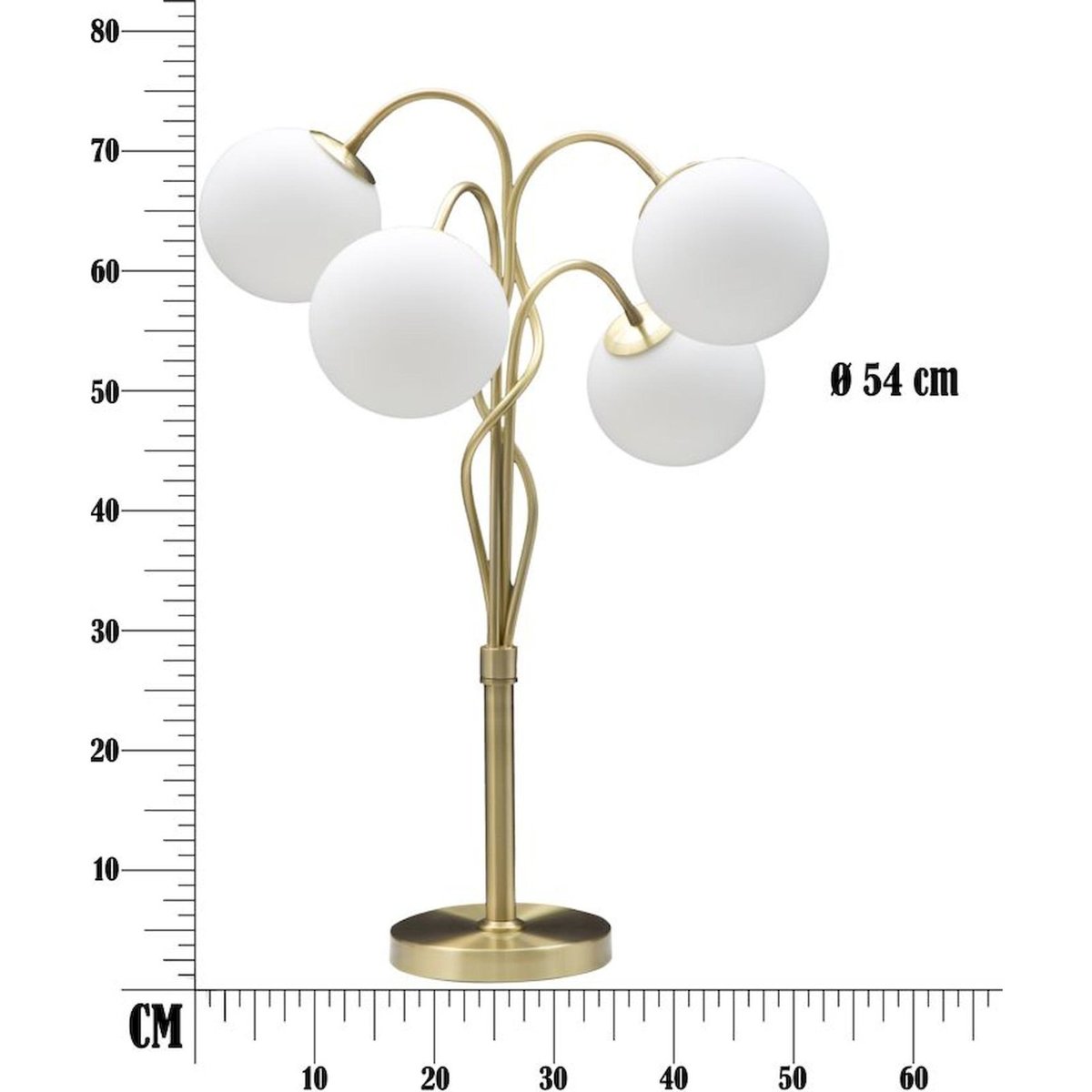 Lampe à poser fer et verre 4 globes GLAM blanc et doré, RECOLLECTION