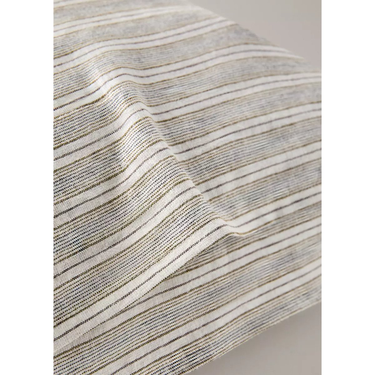 Taie d’oreiller lin coton à rayures 60x60 cm sable, MANGO HOME
