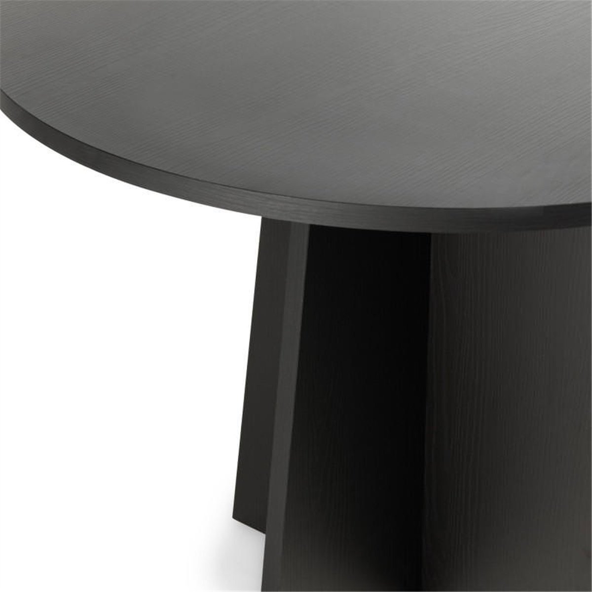 Table à manger ronde en bois noir structuré bois, RECOLLECTION