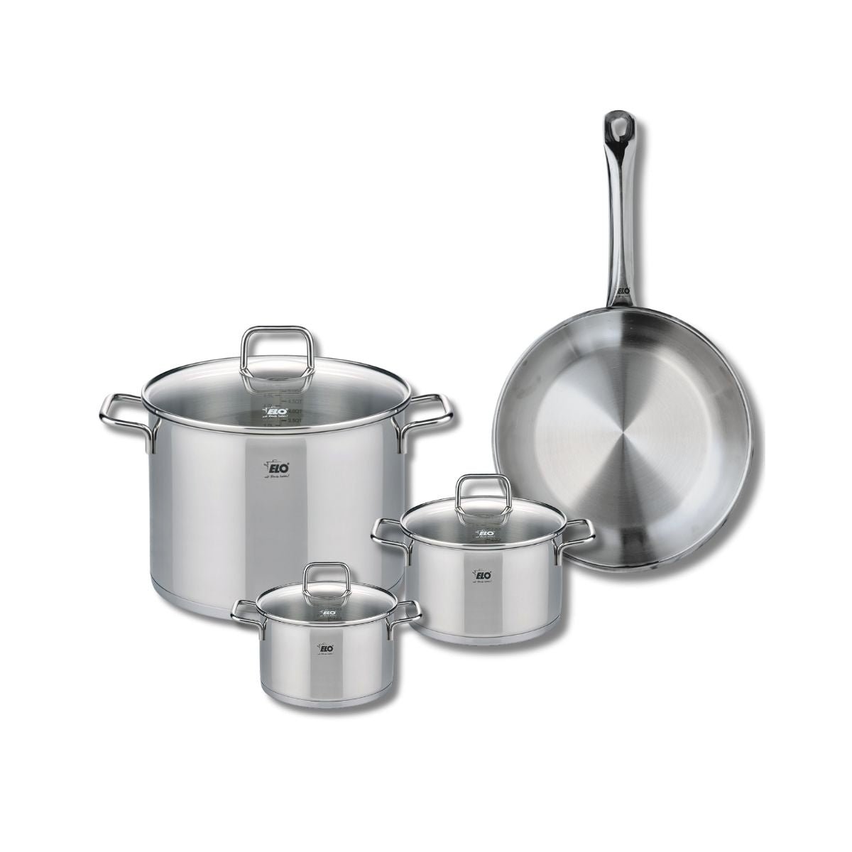 Batterie 1 poêle 28cm + 3 faitouts 14/16/26cm PROFI CITRIN inox, ELO