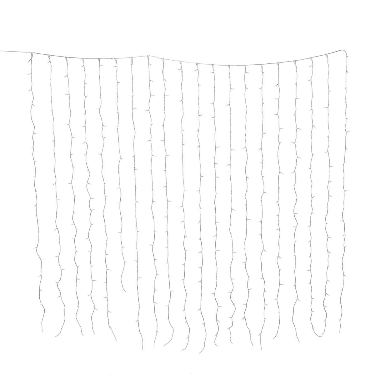 Rideau lumineux de façade d'extérieur 2 x 2 m 400 LED blanc froid 8 fonctions solaire transparent, ATMOSPHERA