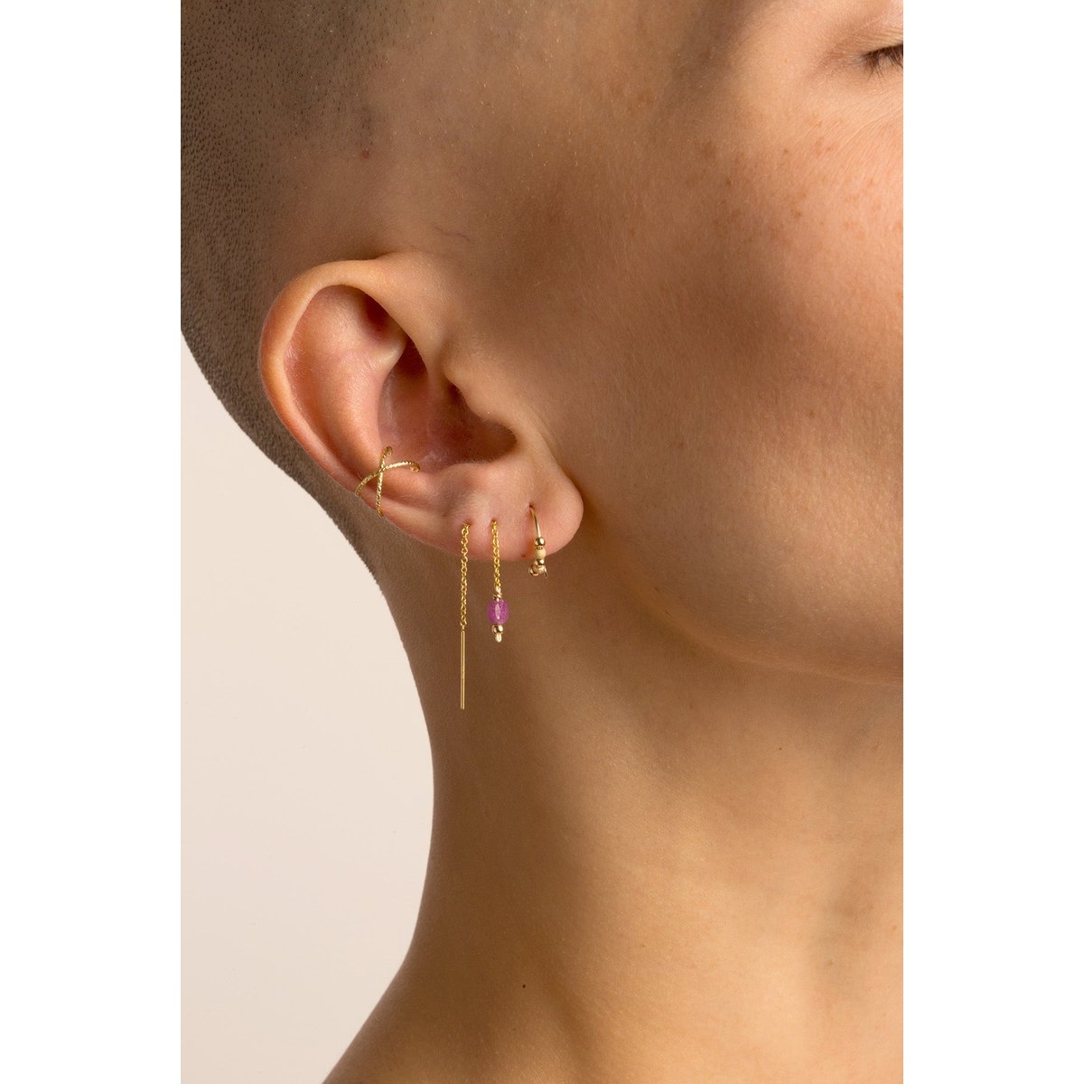 Faux piercing Éclat croisé argent / tanzanite, YAY PARIS