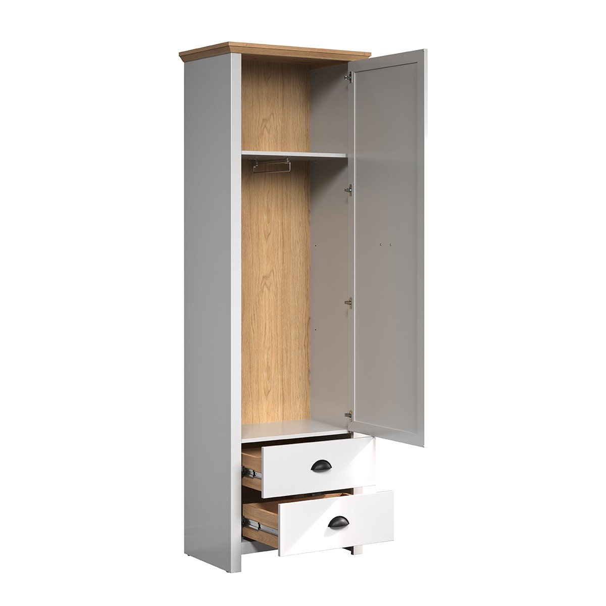 Armoire d'entrée 1 porte et 2 tiroirs L65 cm - LANDSIDE gris clair, CALICOSY