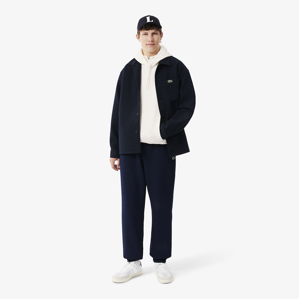 Fleece Hooded Sweatshirt off-white, LACOSTE