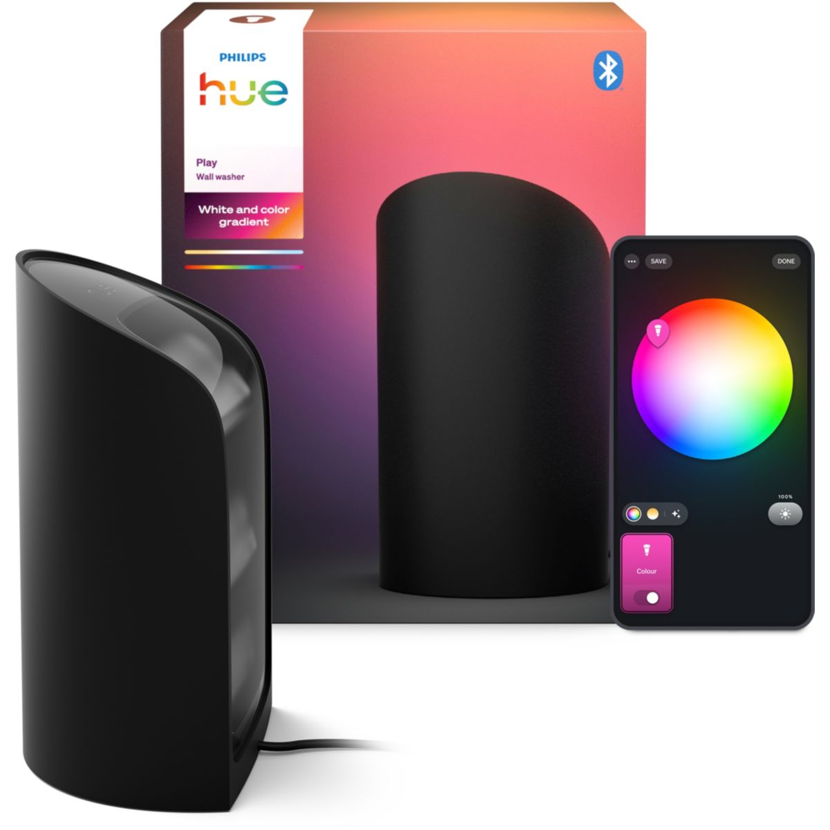 Lampe connectée Play Wall washer Noir White&Color gradie couleur unique, PHILIPS HUE