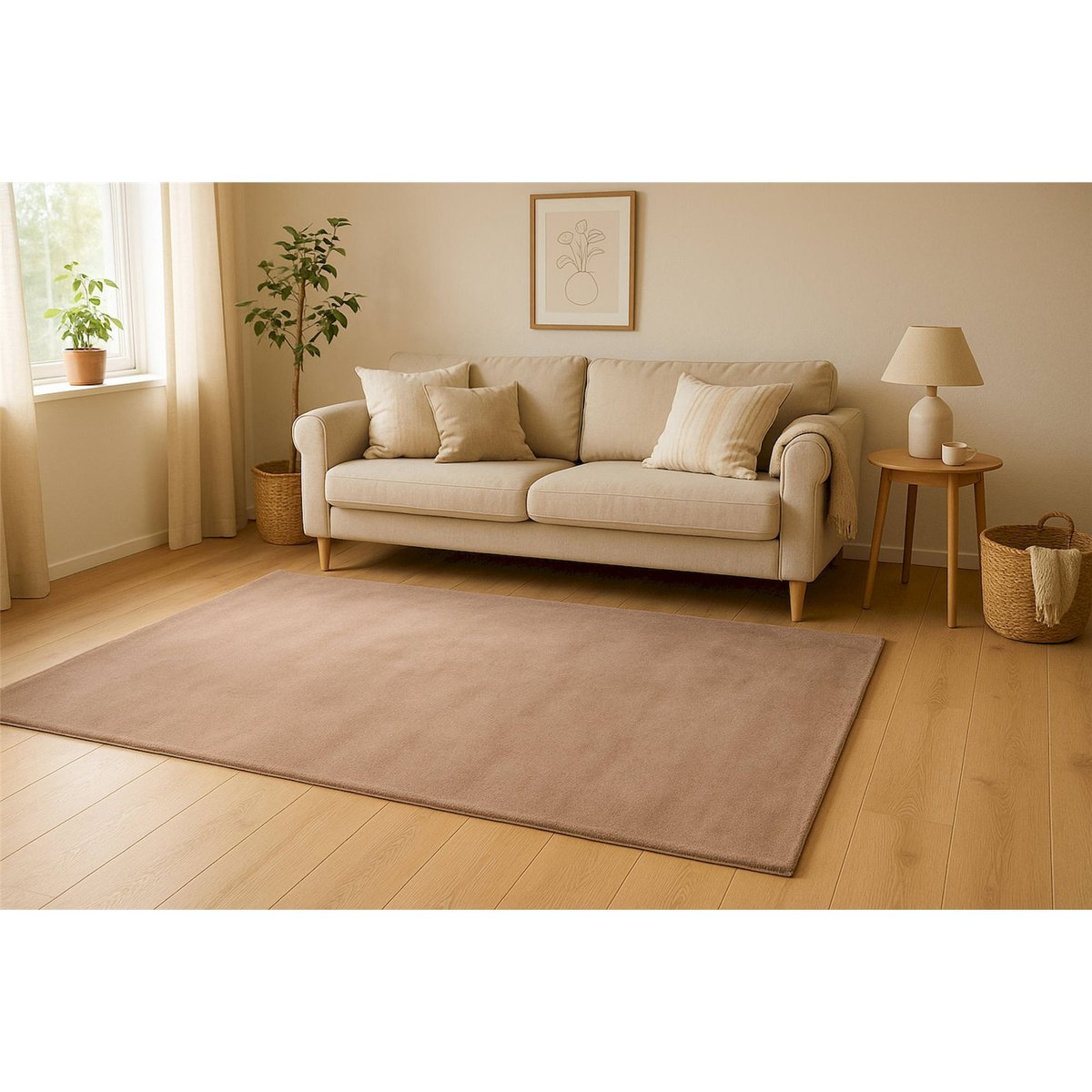 Tapis rectangulaire à poils courts, Cross taupe chaleureux beige grisé, ARTE ESPINA