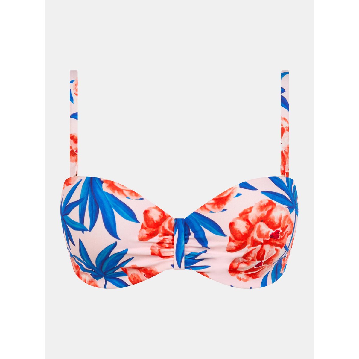 Haut de maillot de bain bandeau coques bretelles amovibles SAUVAGE fleur de laurier, CHANTELLE