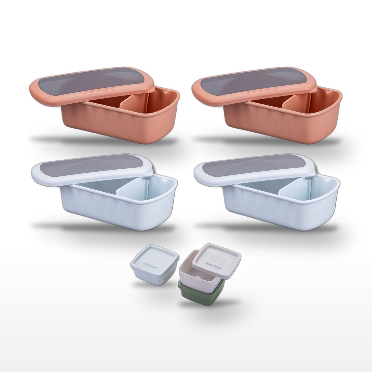 Lot de 4 lunchbox 1L avec 3 boites à sauce STORAGE rouge|bleu|coloré, FACKELMANN