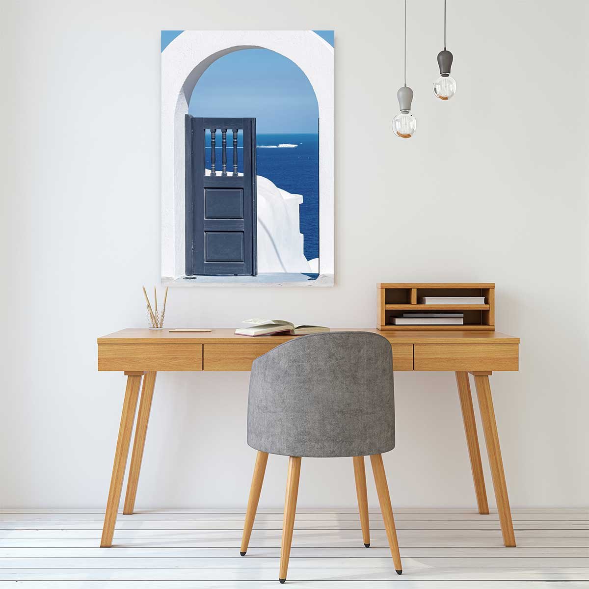 Tableau porte bleue oia tableau alu dibond, HEXOA