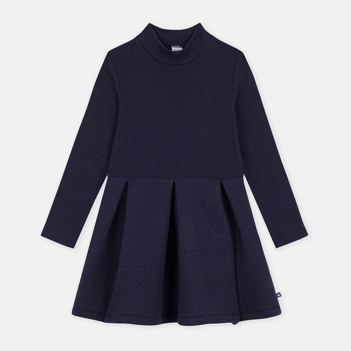 Robe manches longues, en coton bleu marine, PETIT BATEAU